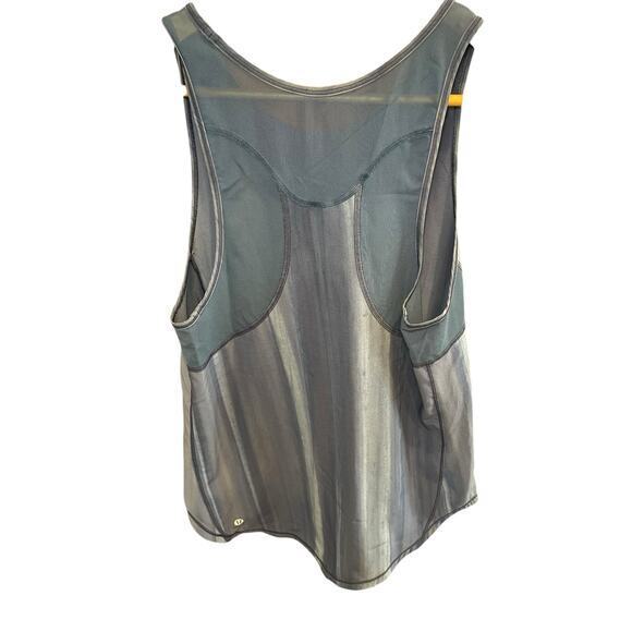 Lululemon Women 6 Sculpt Tank Brushed Spray‎ Dye White Code Blue Mesh Back Long - Picture 10 of 12